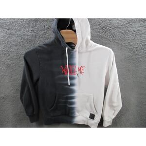 WELCOME Skateboards Hoodie Mens Medium Tie Dye Pullover Sweatshirt Black White